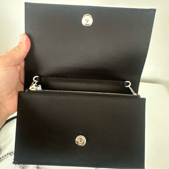 SAINT LAURENT 
Satin Sequins Monogram Kate Tassel Chain Wallet Black - Picture 7 of 10